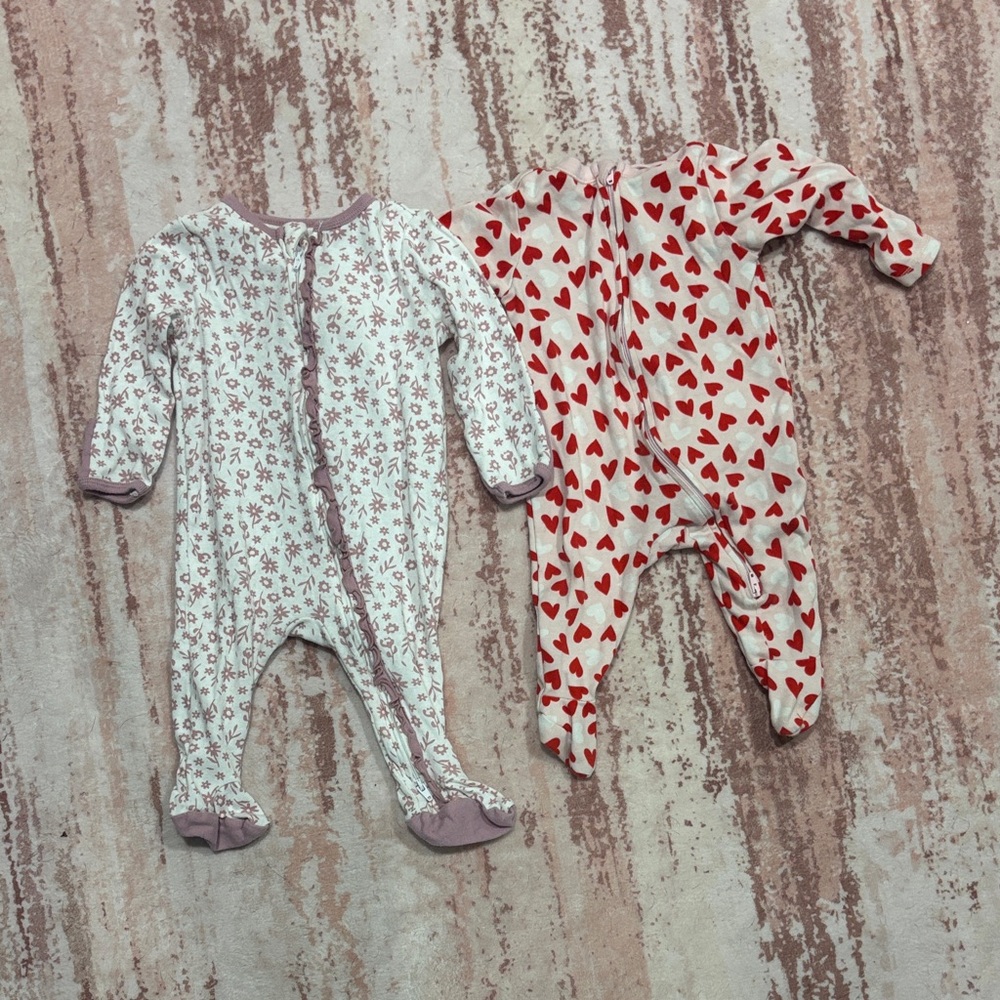 Floral and Heart Print Kids One Pieces